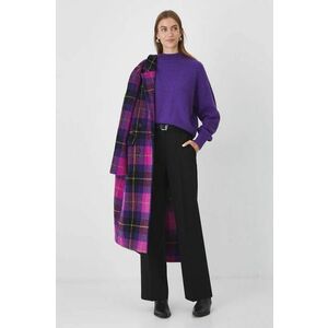 Medicine pulover din amestec de lana femei, culoarea violet, călduros, cu turtleneck imagine