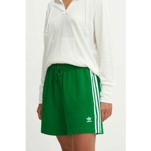 adidas Originals pantaloni scurti femei, culoarea verde, cu imprimeu, high waist, IY2157 imagine