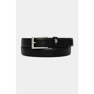 U.S. Polo Assn. curea de piele Hitchcock barbati, culoarea negru, AIUH32375MHN imagine