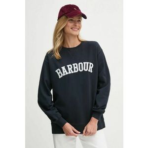 Barbour hanorac de bumbac femei, culoarea albastru marin, cu imprimeu, LOL0591 imagine