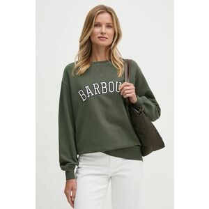 Barbour hanorac de bumbac femei, culoarea verde, cu imprimeu, LOL0591 imagine