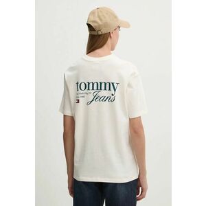 Tommy Jeans tricou din bumbac femei, culoarea bej, DW0DW18786 imagine