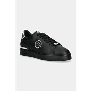 Philipp Plein sneakers din piele Nappa Lo-Top Hexagon culoarea negru, USC0676 PLE075N 0202 imagine