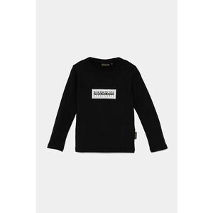 Napapijri longsleeve din bumbac pentru copii S-CHAMOIS LS culoarea negru, cu imprimeu, NP0A4HYK0411 imagine