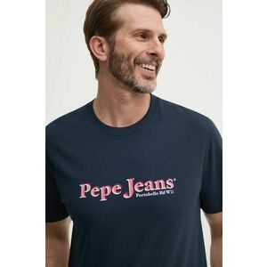 Pepe Jeans tricou SOMERS TEE barbati, culoarea albastru marin, cu imprimeu, PM509649 imagine