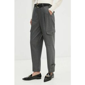 OUI pantaloni femei, culoarea gri, drept, high waist, 89345 imagine