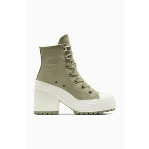 Converse tenisi de piele Chuck 70 De Luxe Heel Platform femei, culoarea verde, A10378C imagine