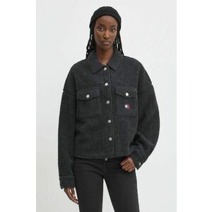 Tommy Jeans geacă cu aspect de cămașă culoarea negru, oversize, DW0DW18869 imagine