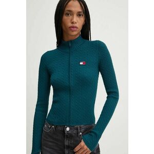 Tommy Jeans cardigan femei, culoarea verde, light, DW0DW19681 imagine