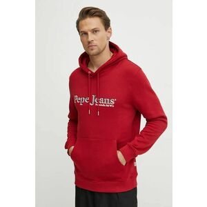 Pepe Jeans hanorac de bumbac SOMERS HOODIE barbati, culoarea rosu, cu glugă, cu imprimeu, PM582728 imagine