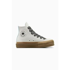 Converse tenisi din piele intoarsa Chuck Taylor All Star Lift culoarea alb, A10414C imagine