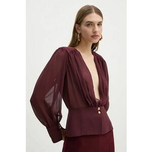 Elisabetta Franchi camasa femei, culoarea bordo, regular, CA07947E2 imagine