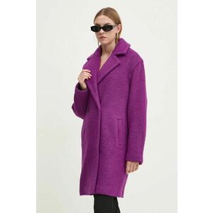 Desigual palton din lana AMBERES culoarea violet, de tranzitie, oversize, 24WWEW50 imagine