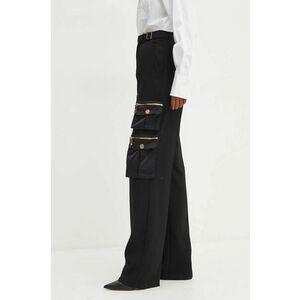 Elisabetta Franchi pantaloni femei, culoarea negru, drept, high waist, PA04546E2 imagine