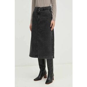 United Colors of Benetton fustă din denim culoarea negru, midi, evazată, 4YO7D003T imagine