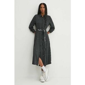 Tommy Jeans rochie culoarea negru, midi, drept, DW0DW18729 imagine