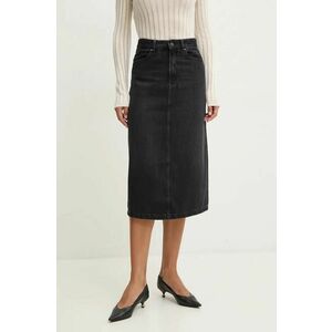 Boss Orange fusta jeans culoarea negru, midi, drept, 50528376 imagine