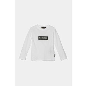 Napapijri longsleeve din bumbac pentru copii S-CHAMOIS LS culoarea alb, cu imprimeu, NP0A4HYK0021 imagine