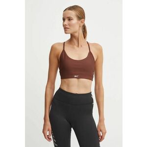 Reebok sutien sport LUX Collection culoarea maro, neted, 100206201 imagine