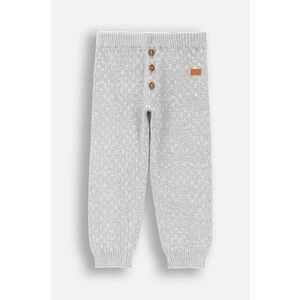 Coccodrillo pantaloni din bumbac pentru bebeluși culoarea gri, neted, MY WAY BOY NEWBORN imagine