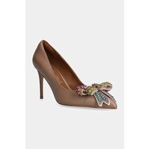 Kurt Geiger London pantofi cu toc Belgravia Bow Court culoarea bej, 9554937109 imagine