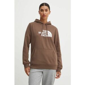 The North Face bluza Drew Peak Pullover Hoodie femei, culoarea maro, cu glugă, cu imprimeu, NF0A89EH1OI1 imagine