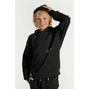 Coccodrillo bluza copii culoarea negru, cu glugă, cu imprimeu, WORLD OF PIXEL BOY JUNIOR imagine