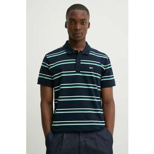 Tommy Jeans polo de bumbac culoarea albastru marin, modelator, DM0DM19502 imagine