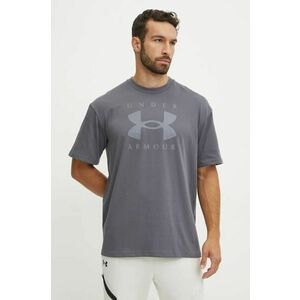 Under Armour tricou HW Branded barbati, culoarea gri, cu imprimeu, 1389146 imagine