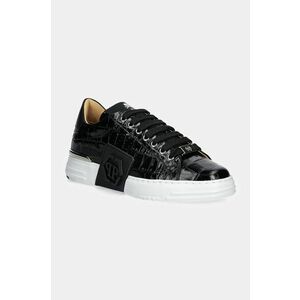 Philipp Plein sneakers din piele Crocco Lo-Top Hexagon culoarea negru, USC0653 PTE003N 02 imagine