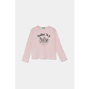 United Colors of Benetton longsleeve din bumbac pentru copii culoarea roz, 3096C10M0 imagine