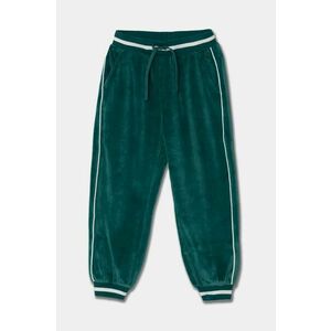 United Colors of Benetton pantaloni de trening din velur pentru copii culoarea verde, neted, 3UK0CF057 imagine