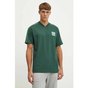 adidas Originals tricou din bumbac barbati, culoarea verde, cu imprimeu, IW3240 imagine