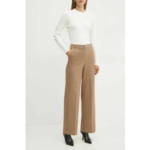 Weekend Max Mara pantaloni femei, culoarea bej, drept, high waist, 2425786042600 imagine