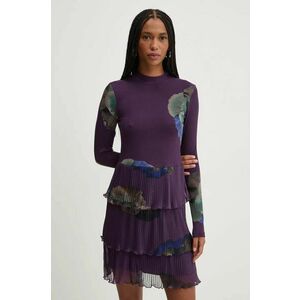 Desigual rochie PENSEE culoarea violet, mini, drept, 24WWVK34 imagine