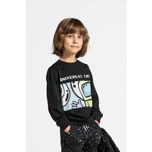 Coccodrillo hanorac de bumbac pentru copii culoarea negru, cu imprimeu, WORLD OF PIXEL BOY KIDS imagine