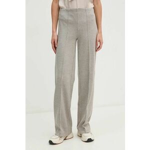 OUI pantaloni femei, culoarea bej, drept, high waist, 88767 imagine