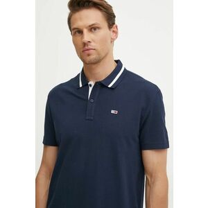 Tommy Jeans polo de bumbac culoarea albastru marin, neted, DM0DM20443 imagine