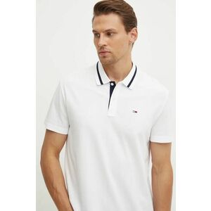 Tommy Jeans polo de bumbac culoarea alb, neted, DM0DM20443 imagine