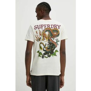 Superdry tricou din bumbac barbati, culoarea bej, cu imprimeu, M1012012A-22C imagine