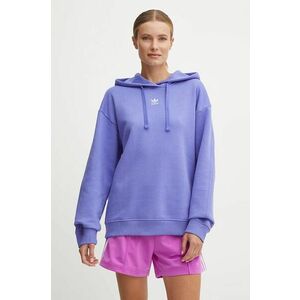 adidas Originals bluza femei, culoarea violet, cu glugă, neted, IY9618 imagine