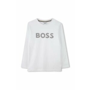 BOSS longsleeve din bumbac pentru copii culoarea alb, cu imprimeu, J51218 imagine