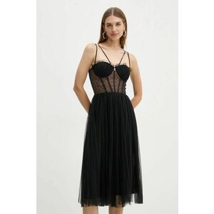 Elisabetta Franchi rochie culoarea negru, midi, evazati, AB73847E2 imagine