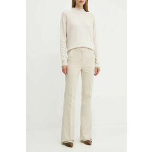 Marella pantaloni femei, culoarea bej, lat, high waist, 2423136202200 imagine