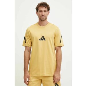 adidas tricou din bumbac ZNE barbati, culoarea galben, cu imprimeu, JF2458 imagine