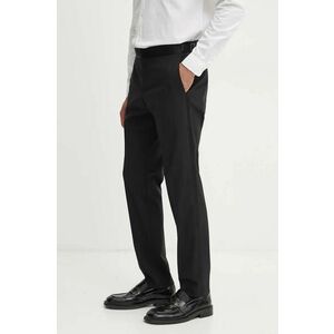 BOSS pantaloni de lana culoarea negru, mulata, 50527962 imagine