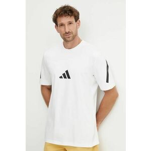 adidas tricou din bumbac ZNE barbati, culoarea alb, cu imprimeu, JE3078 imagine