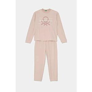 United Colors of Benetton pijama copii culoarea roz, cu imprimeu, 3DKE0P073 imagine