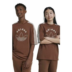 adidas Originals tricou de bumbac pentru copii TEE culoarea maro, cu imprimeu, IY9543 imagine