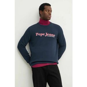 Pepe Jeans hanorac de bumbac SOMERS CREW barbati, culoarea albastru marin, cu imprimeu, PM582727 imagine